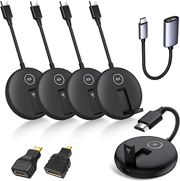Wireless HDMI 4 Receivers and Transmitter,Splitter Plug and Play | 165FT/50M,Wirelessly Simultaneous Expansion to Multi-TVs,1080P Full HD for Streaming from Laptop,Camera,PC to TV/Projector
