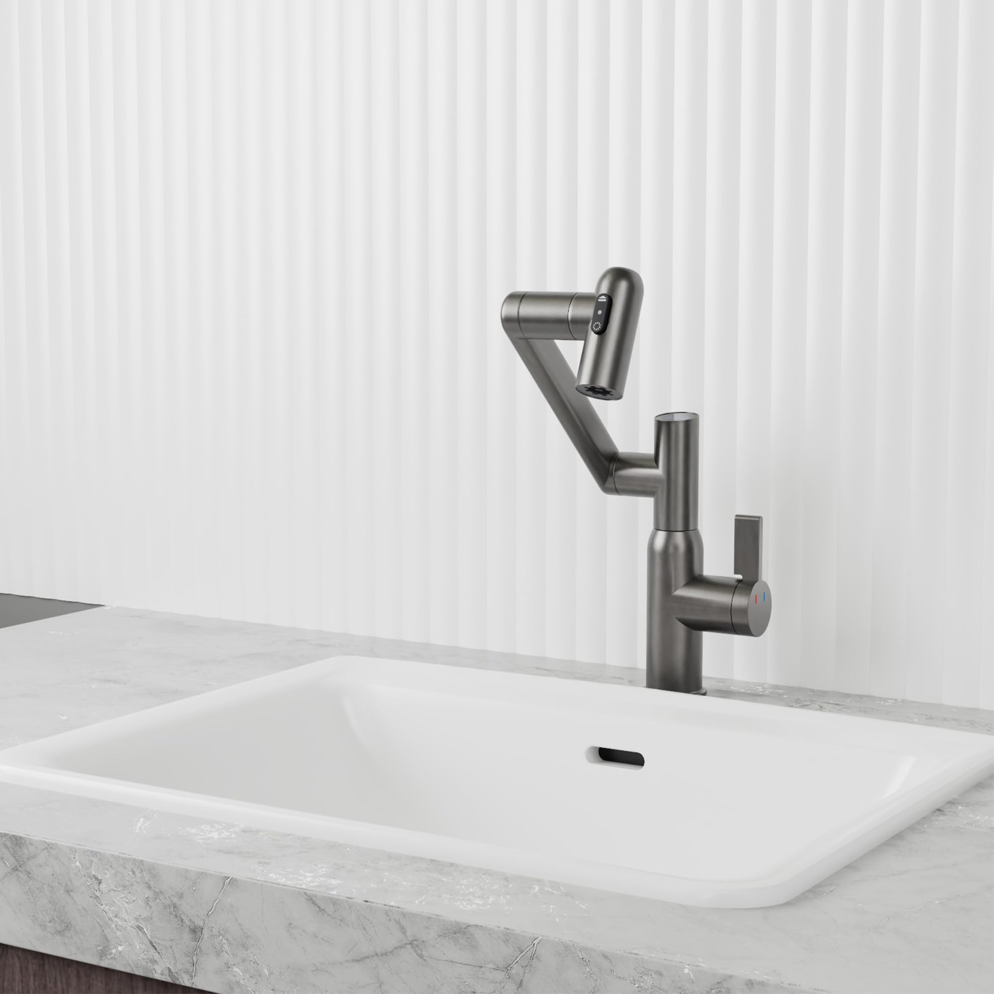Robinet de lavabo design moderne plomb gris pistolet haute technologie