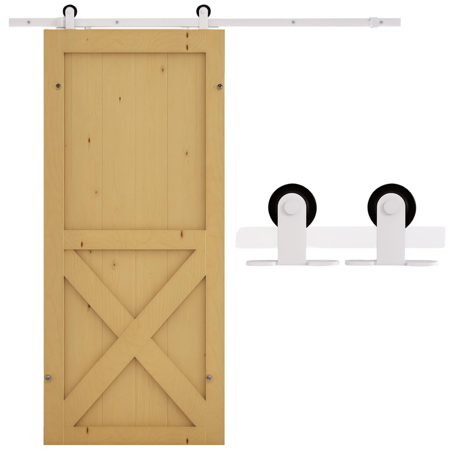 HOMCOMB81-002WT Sliding Barn Door Hardware Kit, 6', White
