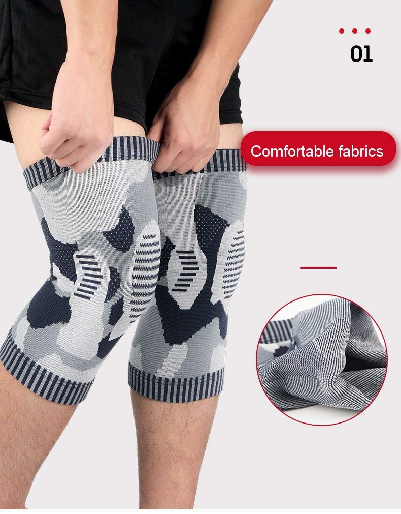 1 Par Deporte Camuflaje Tejer Compresión Rodillera Soporte para Fitness Baloncesto Fútbol Running Protector Manga Rodillera (Tamaño : X-Large) (X)