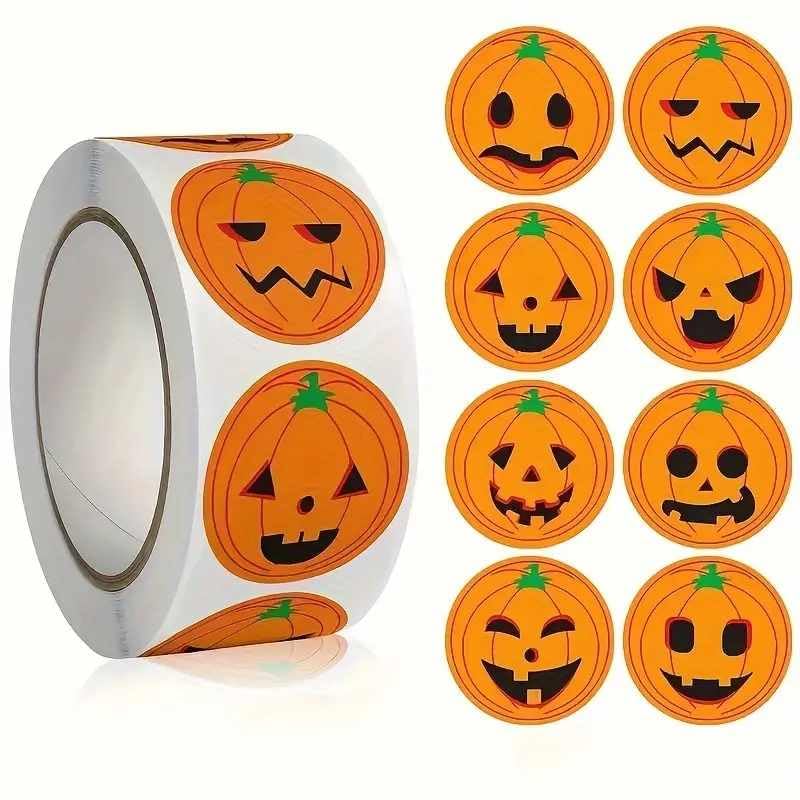 Rollo Pegatinas Emojis Halloween para niños, Halloween stickers, 3 Unidades