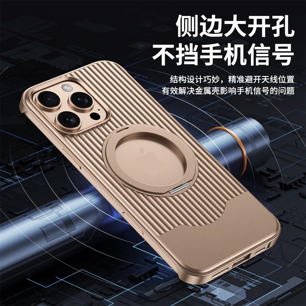Magnetyczny uchwyt teleskopowy metalowy antypoślizgowy pokrowiec na telefon komórkowy do iPhone'a 15 16 Pro Max 16 Plus, ładowanie bezprzewodowe, odporny na wstrząsy, szary, do iPhone'a 15 Pro