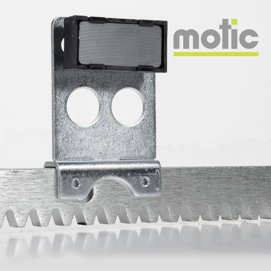 Cremallera de hierro para puertas correderas de garaje, guias correderas para puertas automaticas motores puertas exterior, jardín. Acero zincado 2 metros x 08 mm de espesor MOTIC - 2 METROS