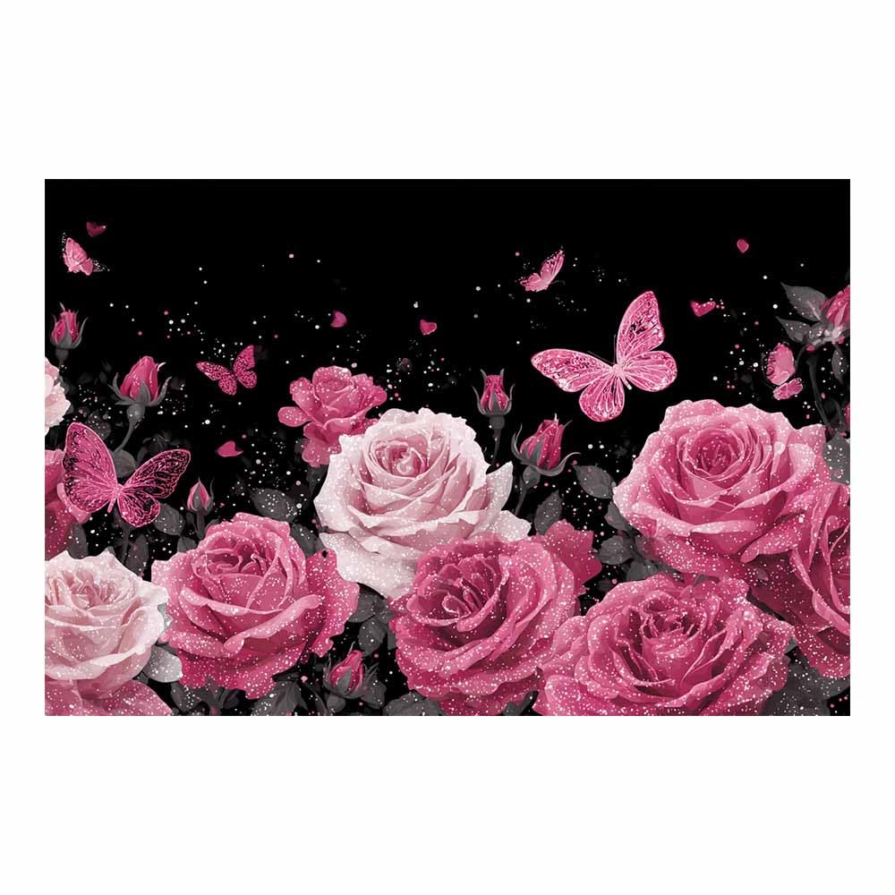 ZAMAEIU Landscape Canvas Painting Rosess Bushes Wall Decor, Modern Artwork, For Bedroom Living Room Bathroom Home Office Room Decorations(pink)-20x30cm Unframed