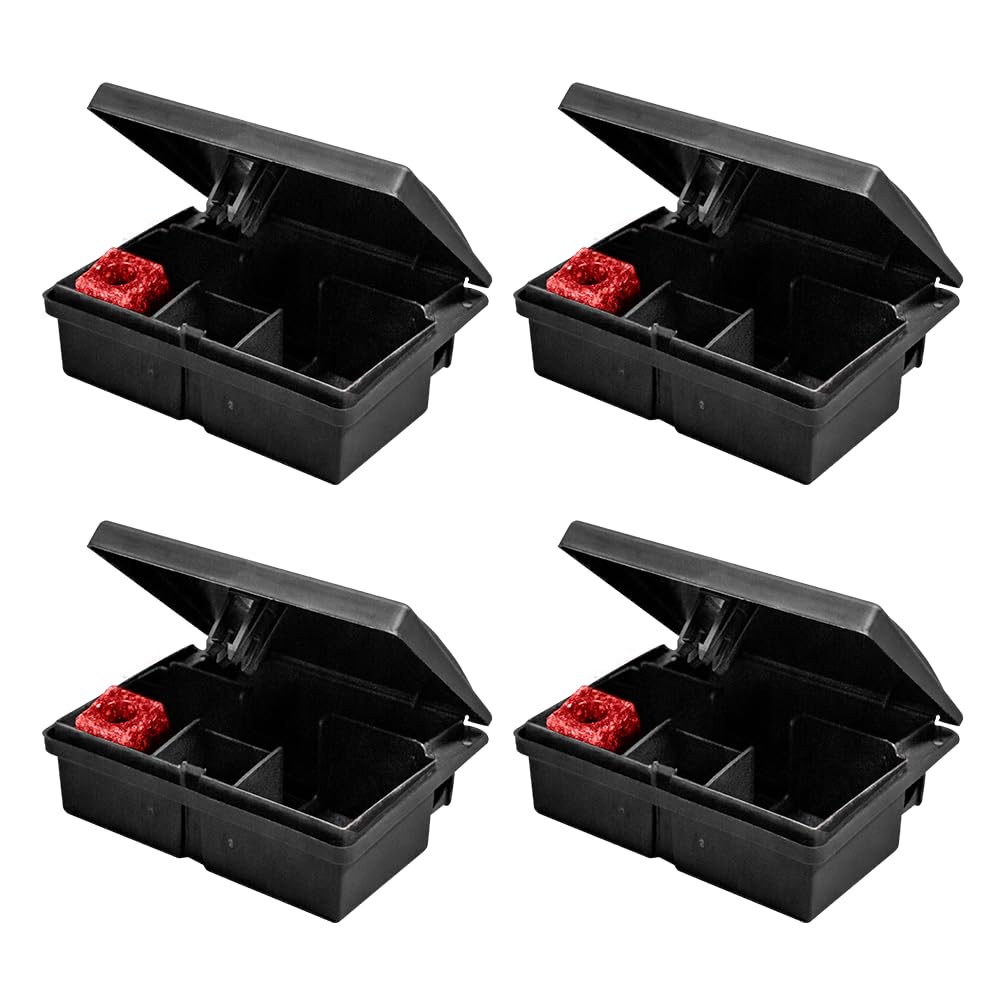 The Big Cheese Mouse Killer - Fast Acting, Single Feed, Ultra Power Poison Bait Plus Strong Lockable Bait Station - Pack of Four Bait Boxes