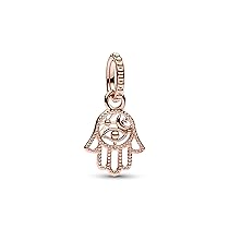 PANDORA Pendente Moments con mano Hamsa placcato in oro rosa 14 carati