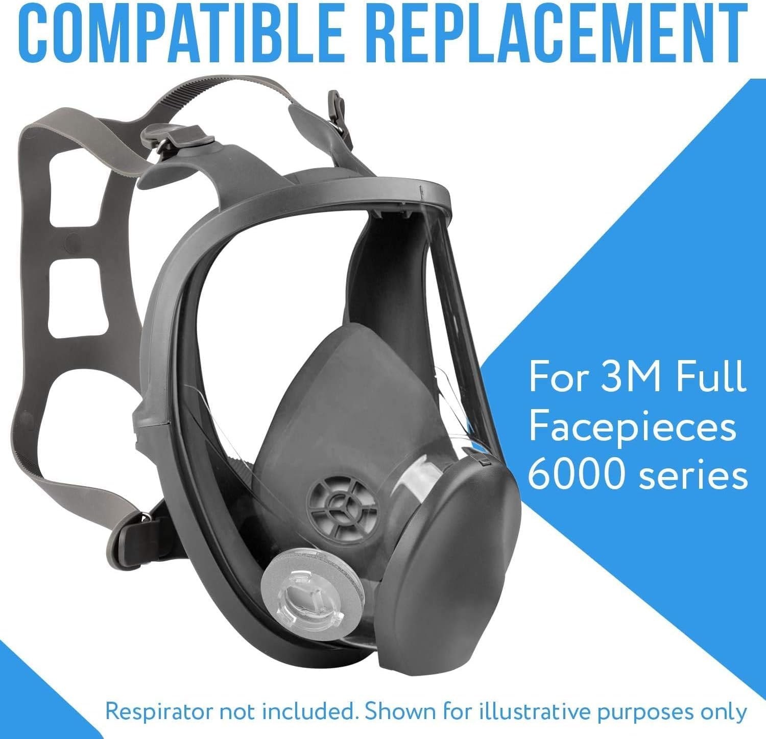 Correa de arnés de cabeza serie 6000, compatible con piezas faciales completas 3M 51131370055, correas de repuesto para respirador industrial, tamaño 6897/37005