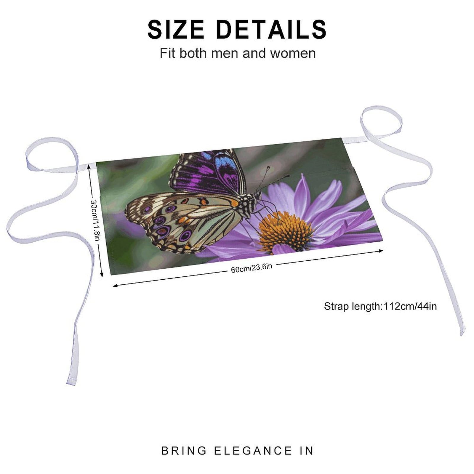 DJUETRUI Purple Plum Butterfly Adjustable for Women Men with Pockets Extra Long Lab Apron Butcher Apron Oxford Cloth Cotton Apron for Kitchen Cooking Baking