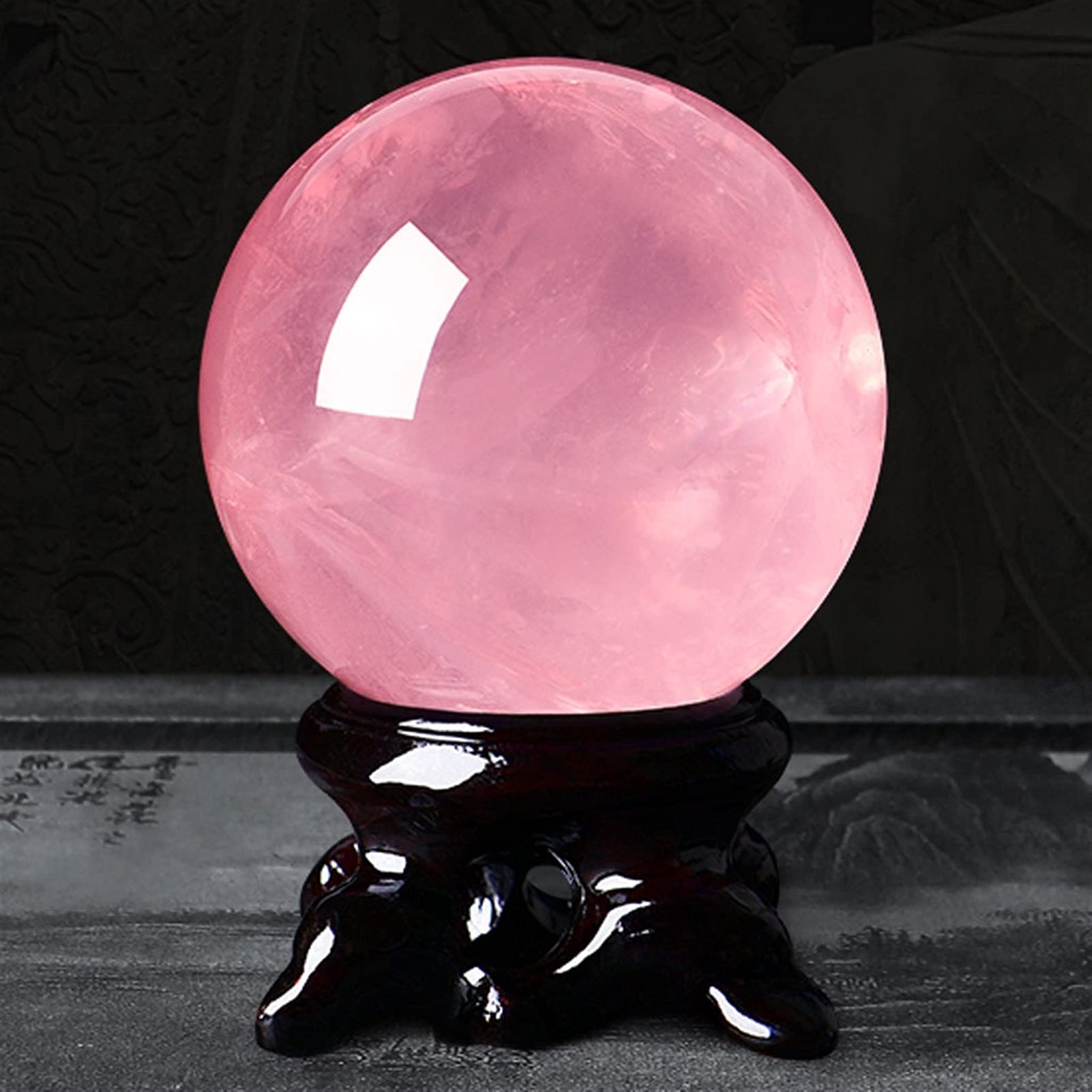 Bola de Cristal (en la Magia Occidental) Casa Mobiliario Cristal Ball Feng Shui Decoración Bola de Cristal Caja de Madera Caja de Regalo Paquete Púrpura Pink Amarillo Bola de Cristal(A)