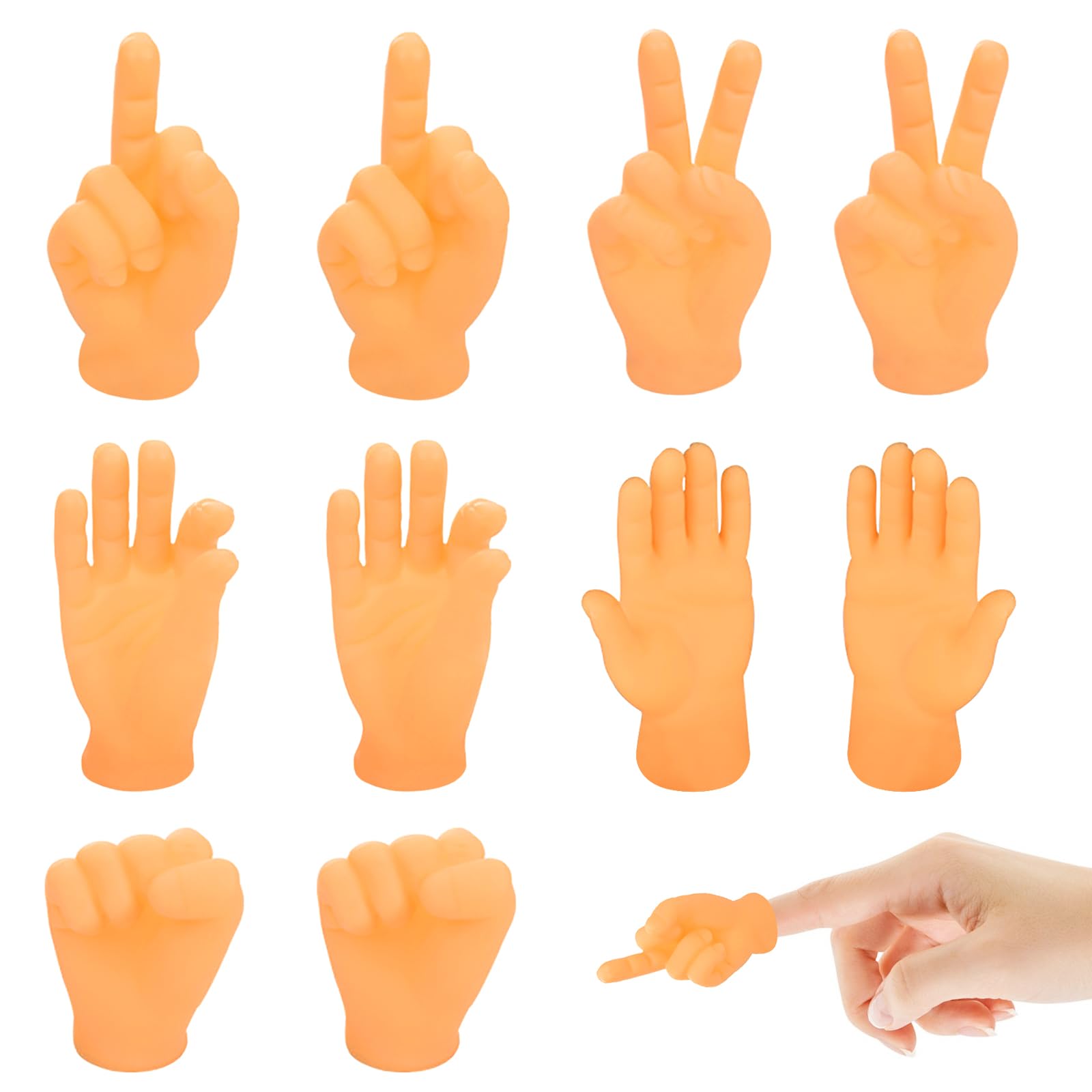 KIPTVO 10PCS Middle Finger Puppet, Miniature Little Hands Finger Puppets, Small Mini Finger Hands, Funny Hand Puppet for Game, Halloween, Christmas, Funny Hand Accessories