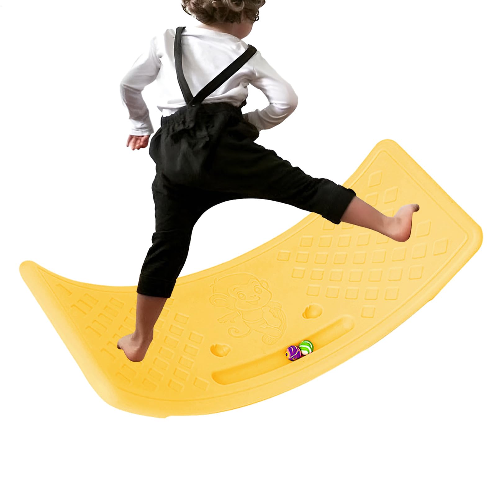 Rockerboard Kinder, Wobbelboard Kinder - Offene gebogene Balance Lerntafel - Wackeliger Trainer, Balance-Übungstafel für Mädchen und Jungenübungen, bis 25 kg haltbar