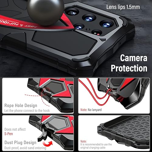 Miniatura 5 de Armor - Funda de teléfono para Samsung Galaxy S24 Ultra Cubierta de protección contra caídas de grado militar, S24Ultra 5G, parachoques de metal