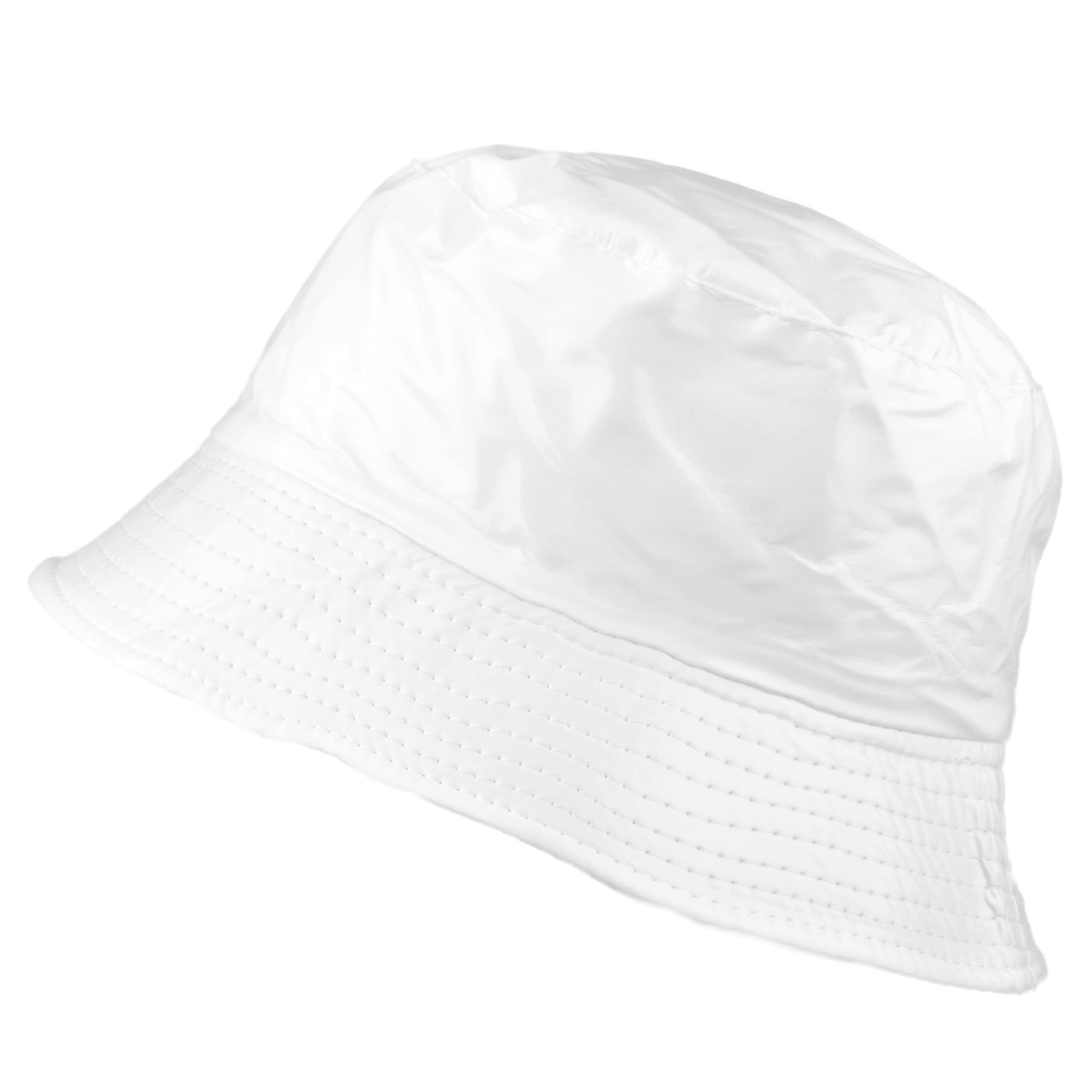 Toutacoo Women's 21-Plain White Waterproof Vinyl Bucket Rain Hat (04- Polka Dot White)