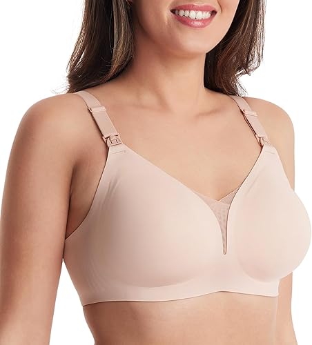 Momcozy Sujetadores de lactancia para lactancia, FB051 Soporte de malla Sujetador de maternidad Embarazo acolchado inalámbrico transpirable Bralette