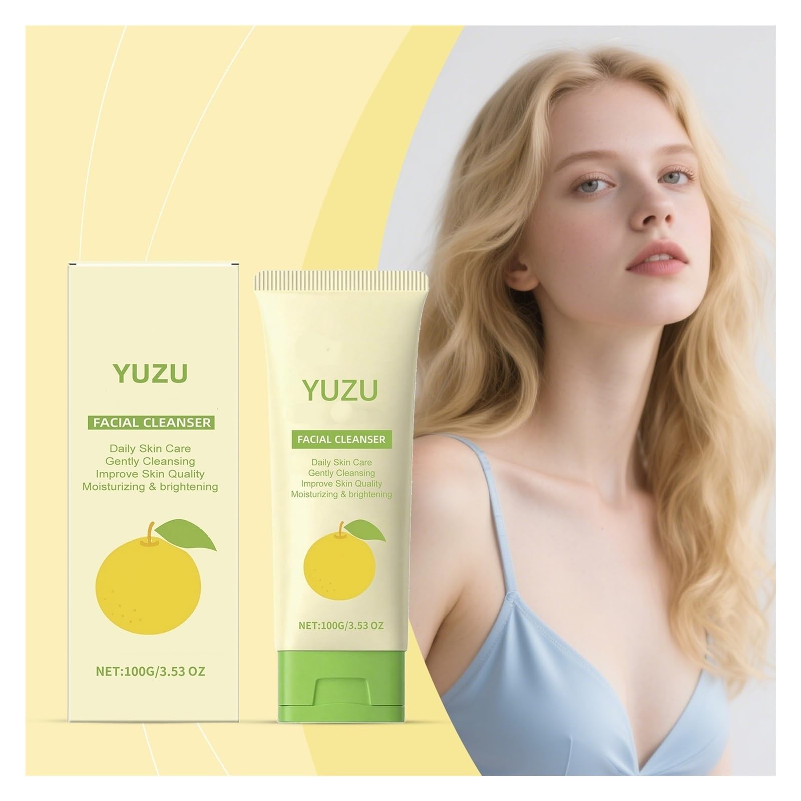 Detergente viso schiumoso agli agrumi 100 g, for la pulizia quotidiana del controllo dell'olio; Rinfrescante e idratante(3pcs)