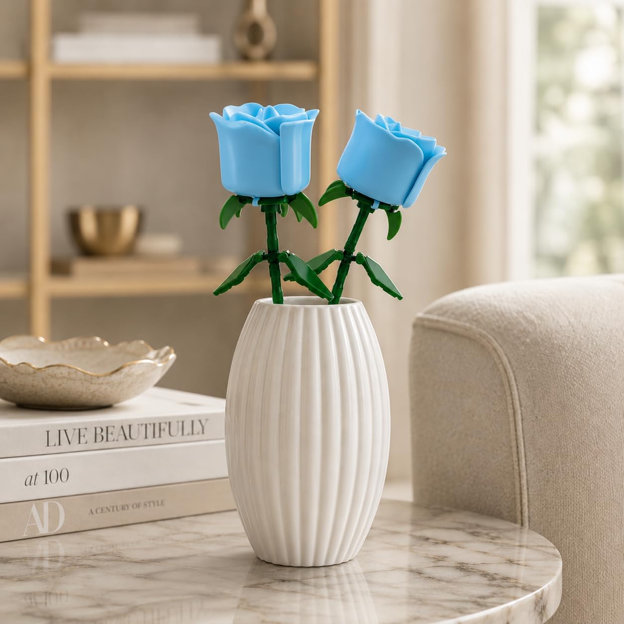 Rosas Eternas Bloques de Construcción Pack 2 - Flores Rojas para Montar DIY - Kit Manualidades Adultos - Regalo Mujer y Hombre San Valentín, Aniversario y Cumpleaños - Compatible con Rosas Lego Flores