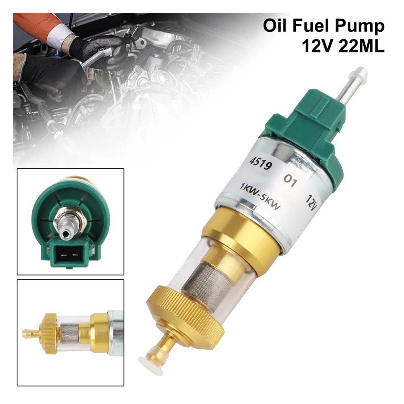 Para Aire Para Bomba Combustible Coche Universal Bomba Moto Gasolina | 1KW-5KW Bomba Dosificadora Combustible Silenciosa Accesorios Calentador Silencioso 12V 22ML.
