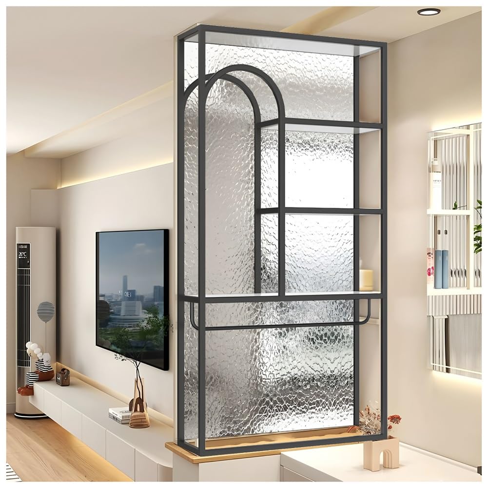Paravent de séparation de pièce en verre translucide sans assemblage pour maison