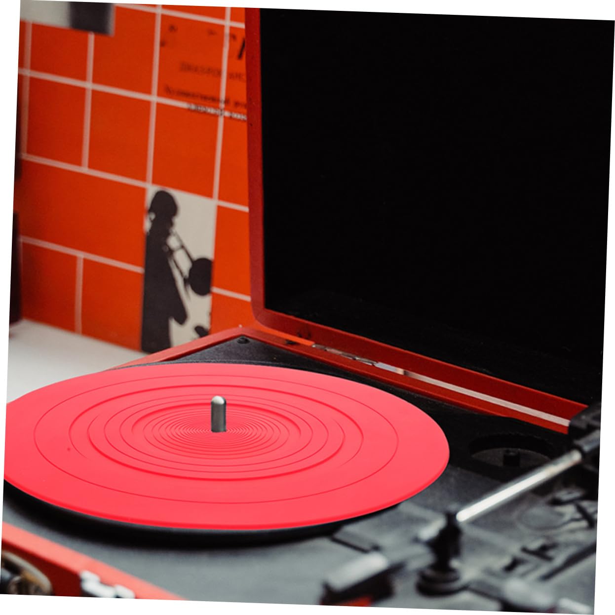 Tappetino per Dischi in Vinile per Protezione e Stabilità Silicone Antistatico 2 Pezzi Accessorio Essenziale Giradischi per Lettore di Dischi
