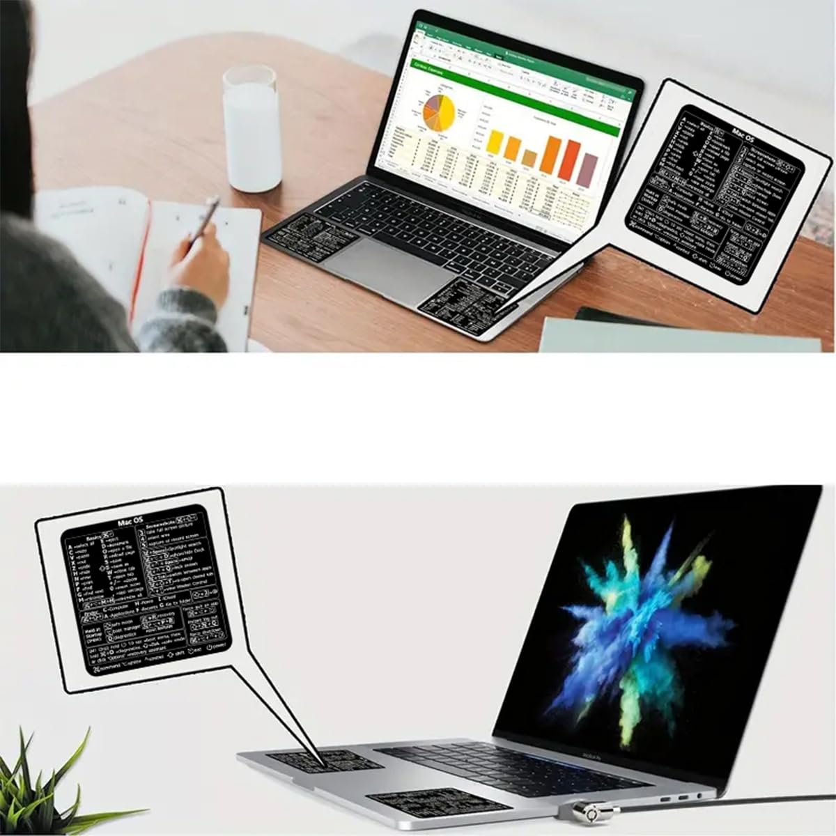 SYNERLOGIC (M1+Intel) Mac OS (Big Sur/Catalina/Mojave) Adesivo di riferimento per tastiera, in vinile nero, 3.3x3.6 cm, compatibile con MacBook Air/Pro iMac Mini da 13 15 16