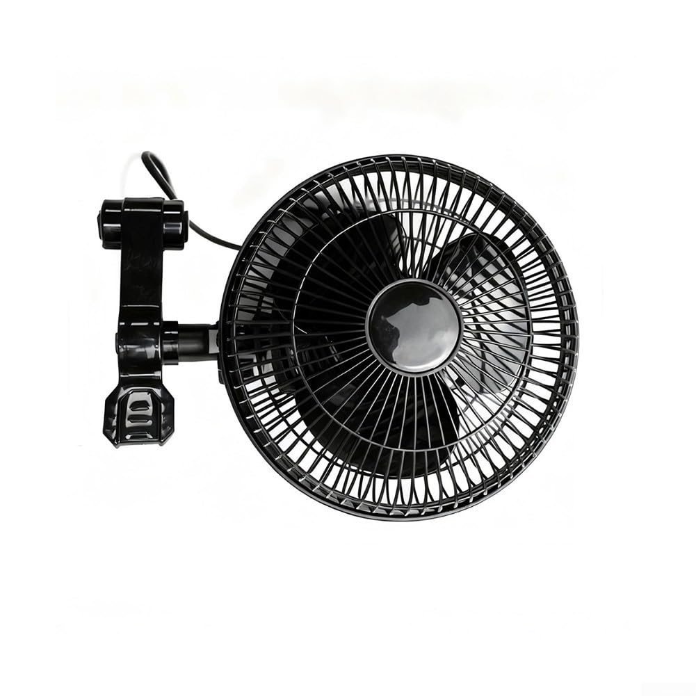 Ventilateur à clip oscillant réglable pour tente de culture - Rotation à 90° - Inclinaison à 120° - Montage facile sur poteau pour 1,5 à 2,5 cm - Construction silencieuse en ABS - 33 x 22 cm - Noir
