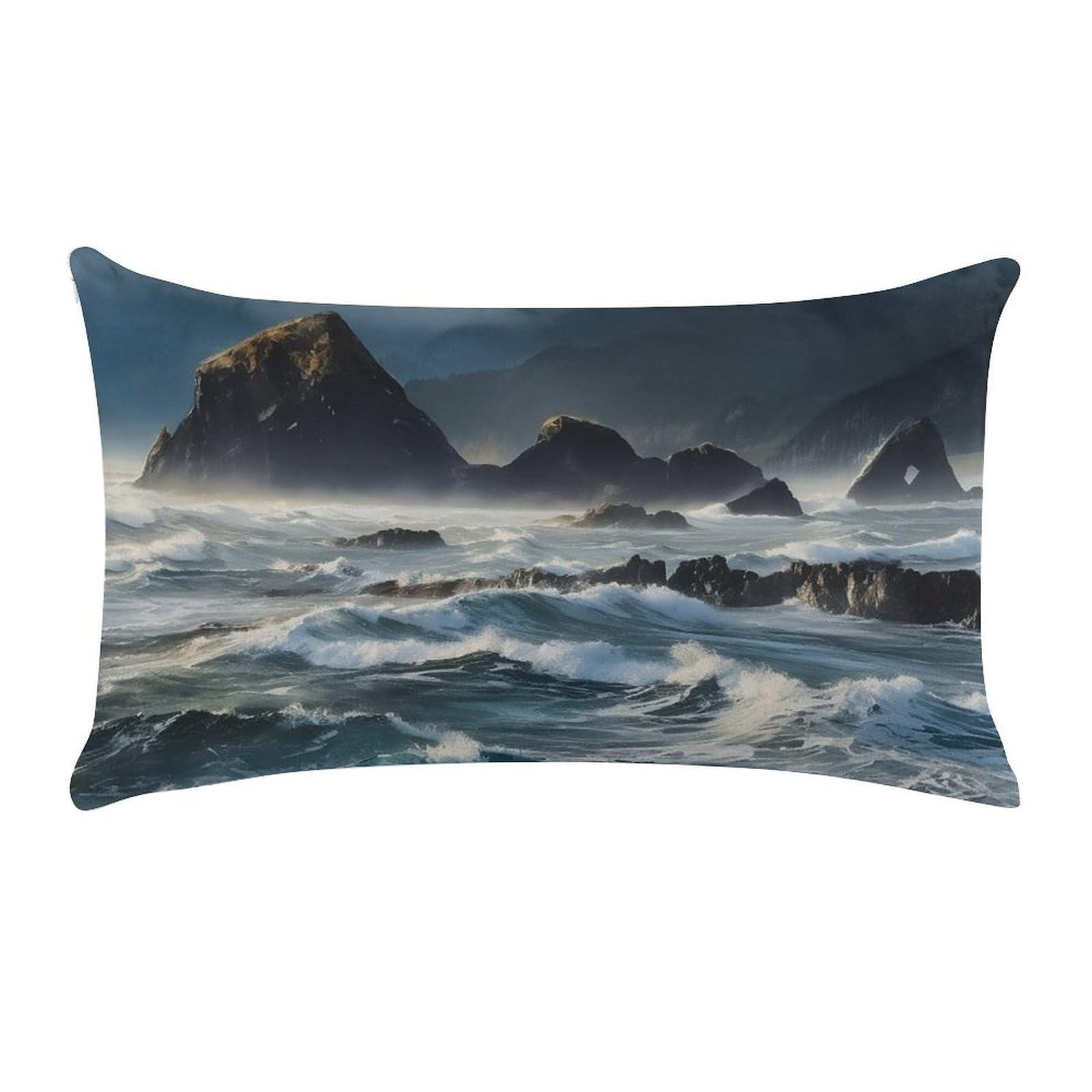 Mountains Meet The Sea Pillow Cases for Sofa, Super Soft Plush Pillow Cover with Zipper, Luxury Cozy Pillow Shams for All Seasons, Lightweight Pillowcases for Bedroom, 12" X 20"