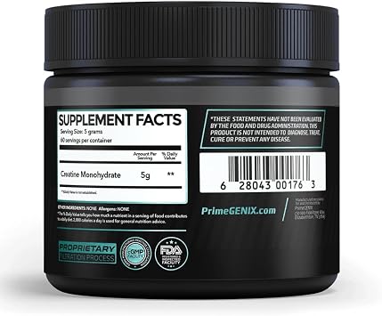 PrimeGENIX Micronized Creatine Monohydrate Powder - 300g Creatine Powder with 60 Servings to Support Strength, Endurance, and Recovery - Perfect Fitness Supplement for Muscle Building