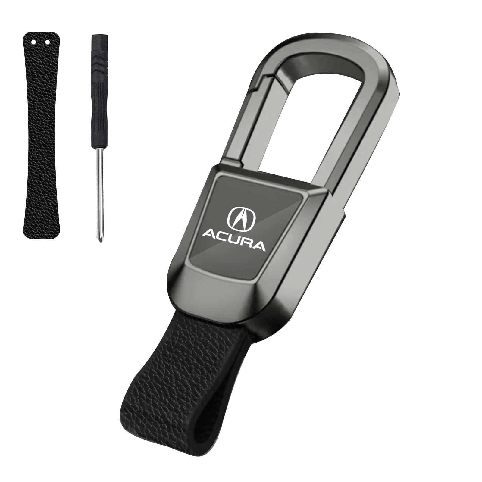 Genuine Leather Keychain Key Chain for Acura Legend MDX RDX RSX TL TLX TSX ZDX, Black Anti-rust Car Key Fob Holder for Women Men