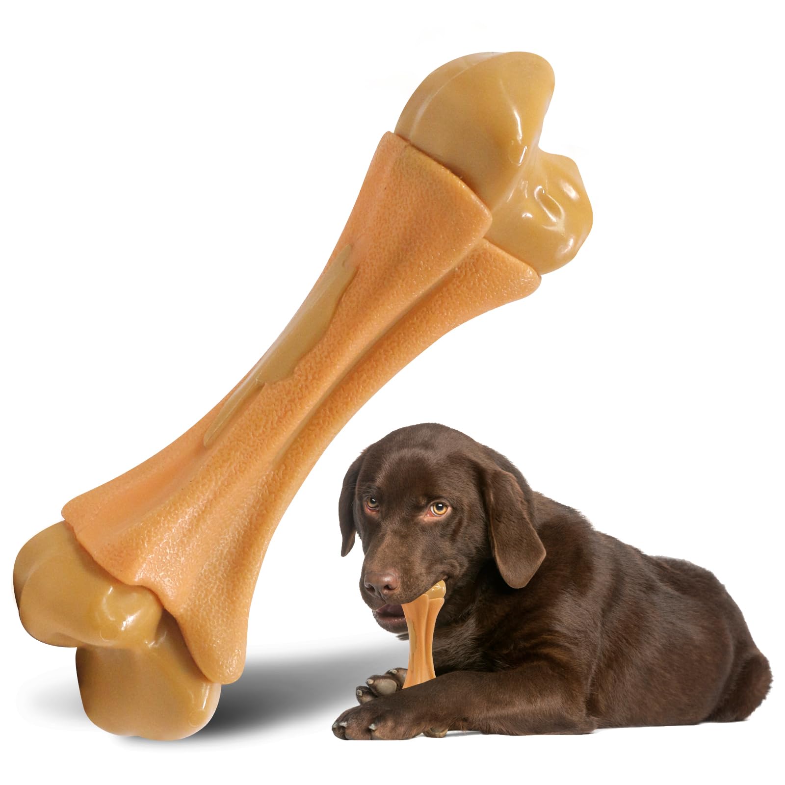 Pasking Dog Toys Indestructible for Aggressive Chewers: Tough Dog Chew Toys for Medium Large Dogs, Strong Dog Toys for Boredom Dental Health, Long Lasting Hard Nylon, Chicken Flavour — image 1