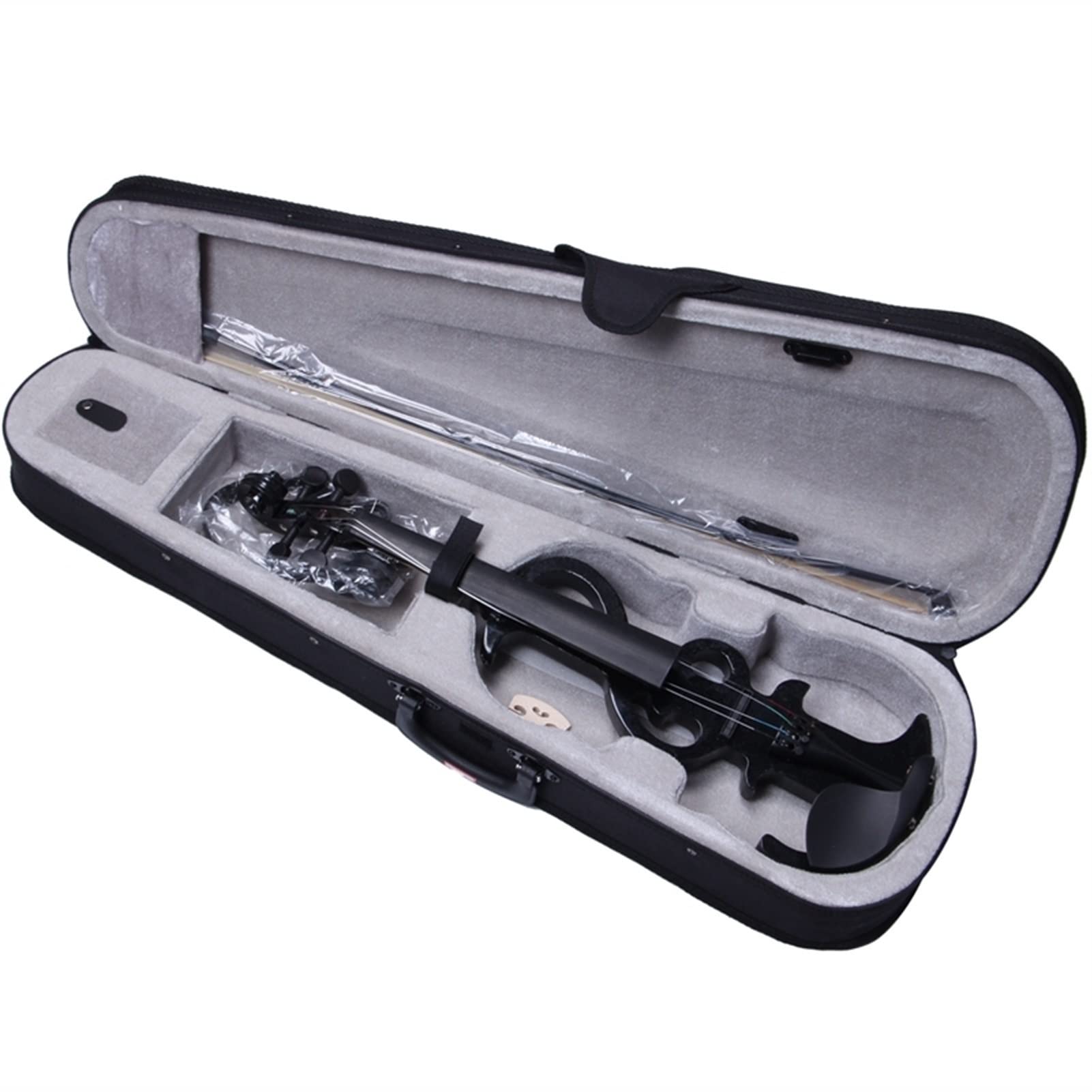 Violino elettrico Violino elettrico stereo 4/4 violino full-size tastiera in ebano + scatola per pianoforte nera