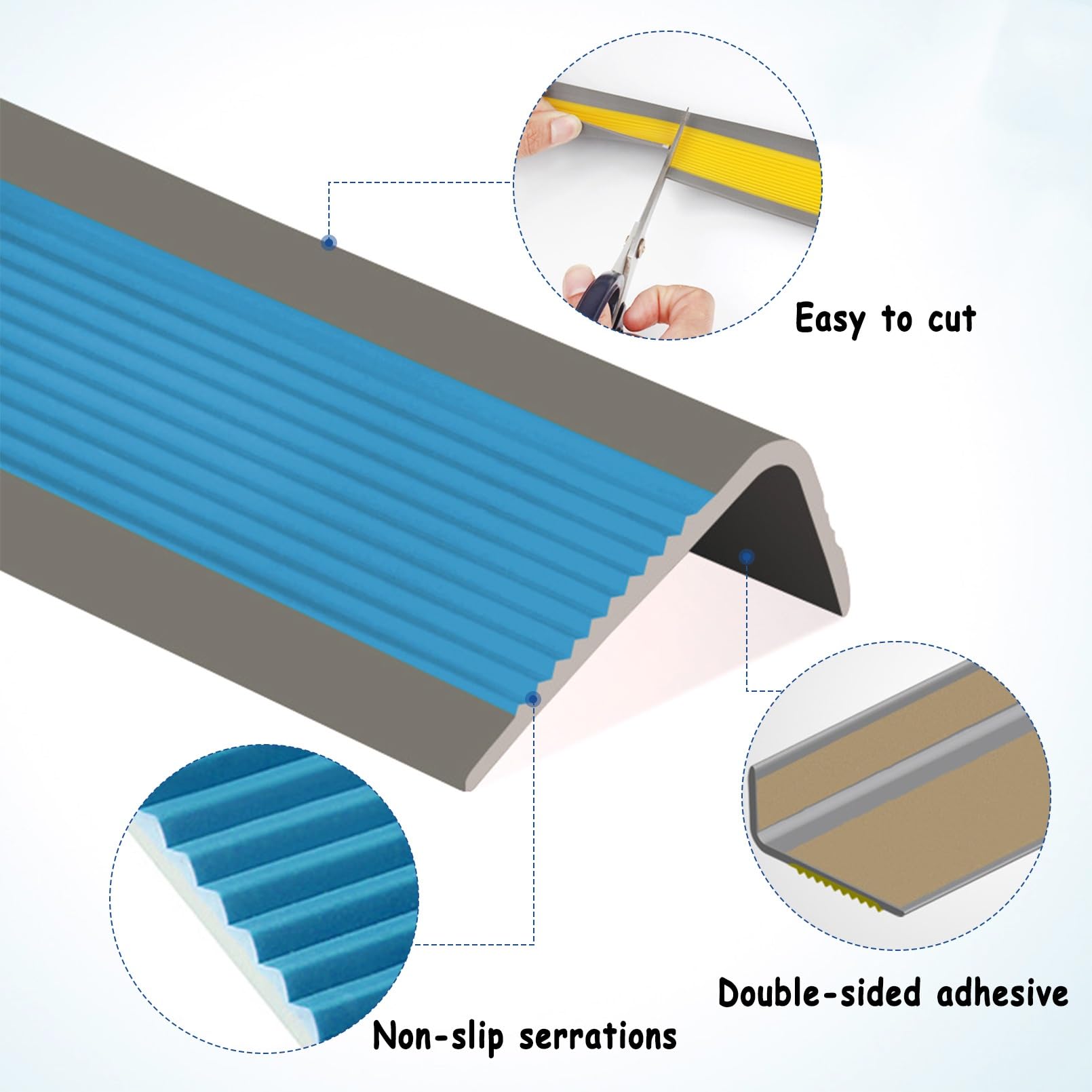 Tiras Antideslizantes Para Peldaños, Borde de Escalera de Vinilo Antideslizante, Utilizado Para Escaleras Interiores Y Exteriores, Antideslizante Para Bordes de Escalera(Grayish yellow,3m/118in)