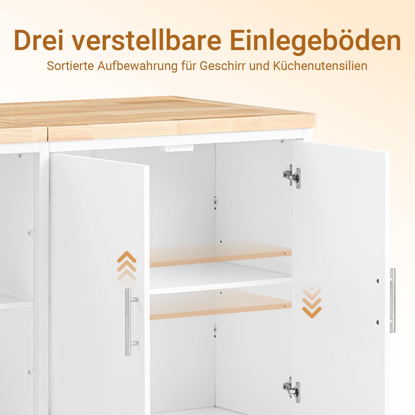 SoBuy Îlot Central Cuisine avec 4 niches et Tablette réglable, 170x89x60cm | Îlot de Cuisine 3-en-1 avec grand plan, charge 145 kg, robuste et facile à nettoyer, MDF, cuisine/repas/salon, KNL09-WN