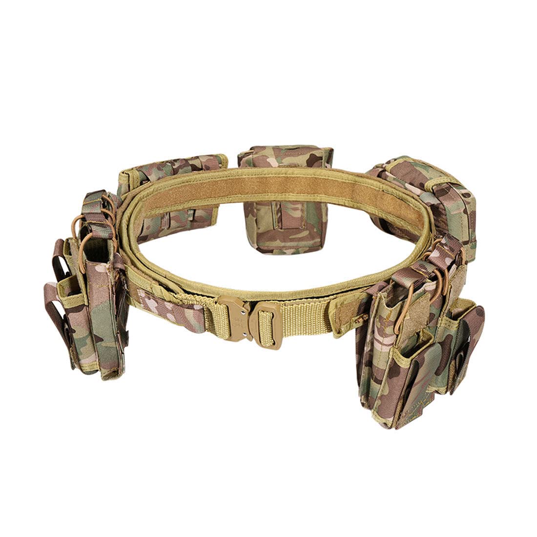 KEESIN 10 in 1 Utility Tactische Riem Multifunctionele Outdoor Heuptas Patrouille Apparatuur voor Politie Guard Beveiliging Jacht met 9 Componenten Pouches (Khaki