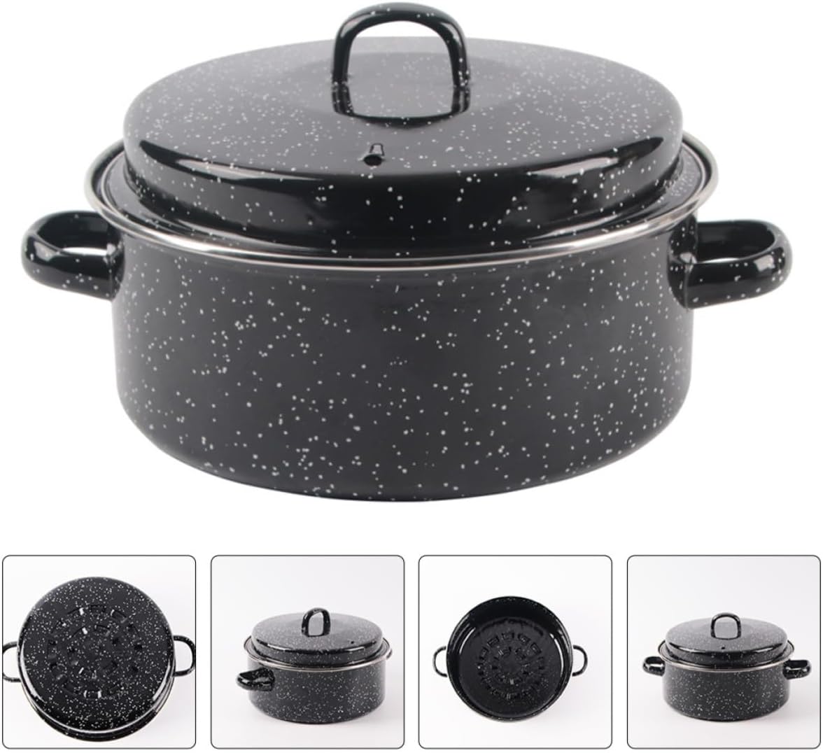 Enameled Roasting Pan with Lid and Rack for Everyday Cooking