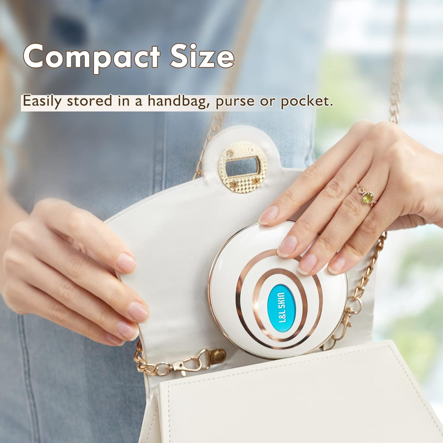 L&L SKIN UVmagic Mirror, Compact Mirror Design for Sunscreen Test, Travel Makeup Mirror with UV Camera for Sunscreen Coverage Test