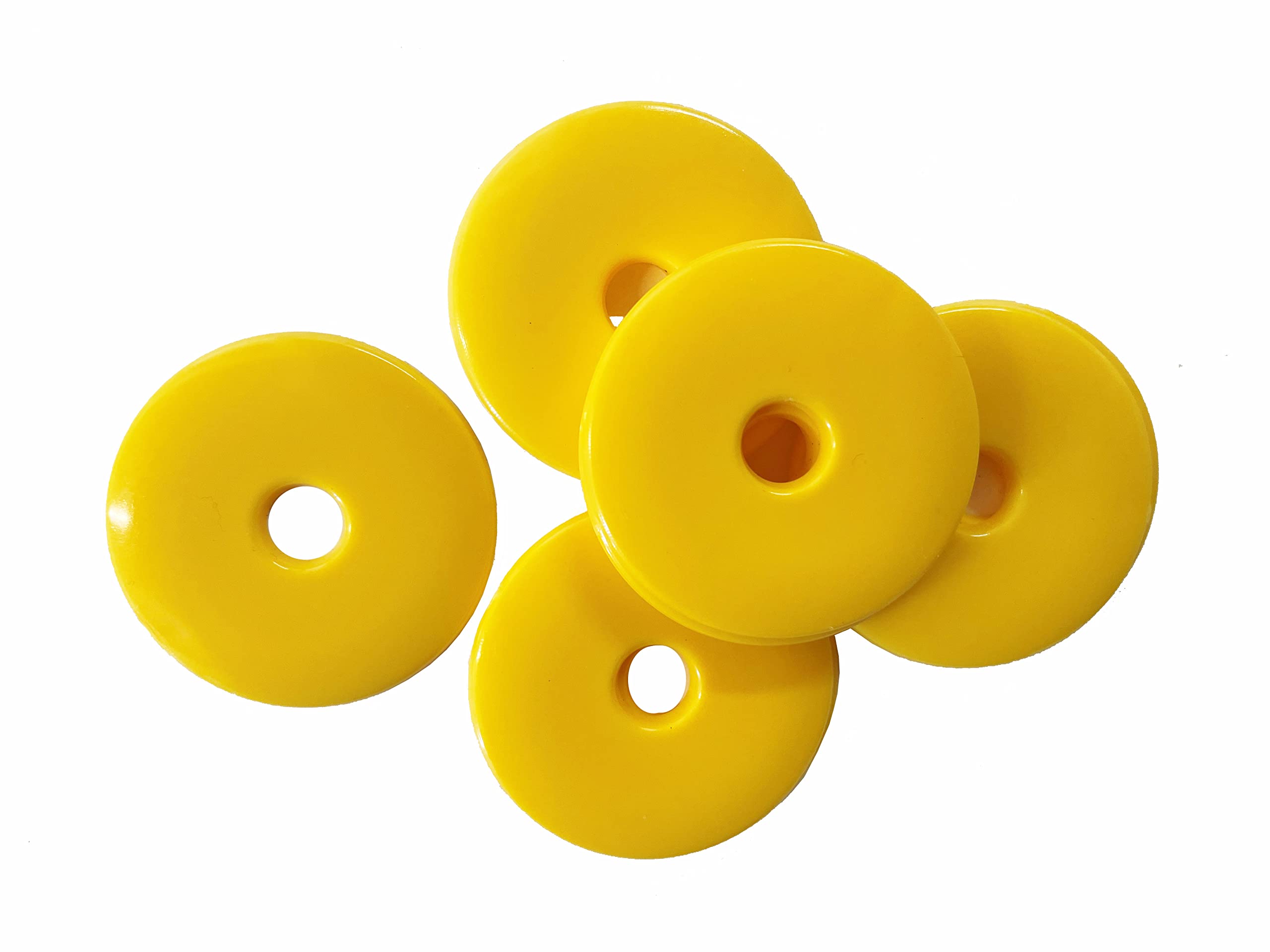 Proops 10x Yellow 55mm Dia Survey/Road Markers, High Impact HDPE Plastic Disc Washers, Bevelled Edges (S7665). Free UK Postage