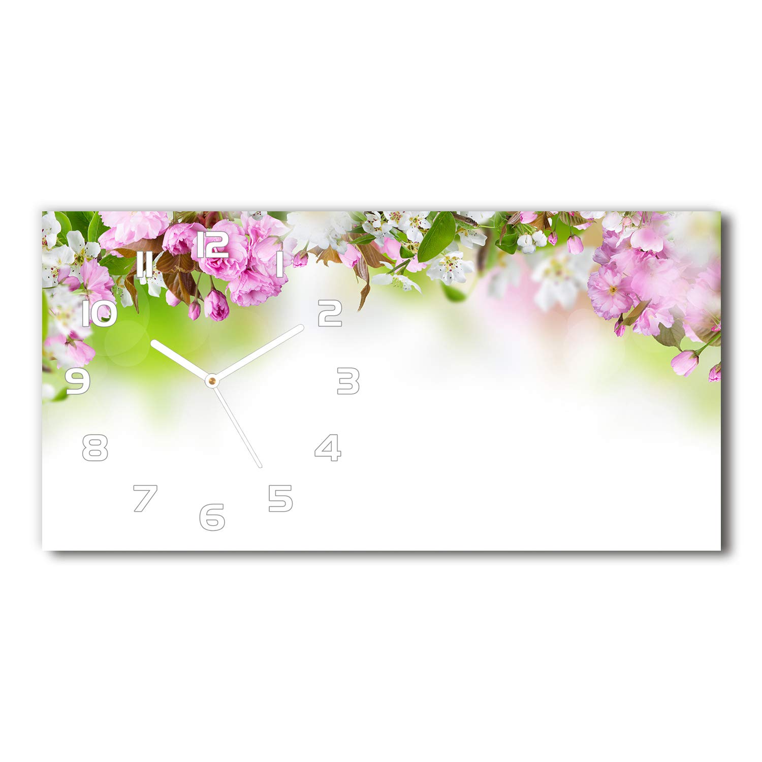 Horloge en verre 60x30 cm Tulup design fleurs de printemps sur pied
