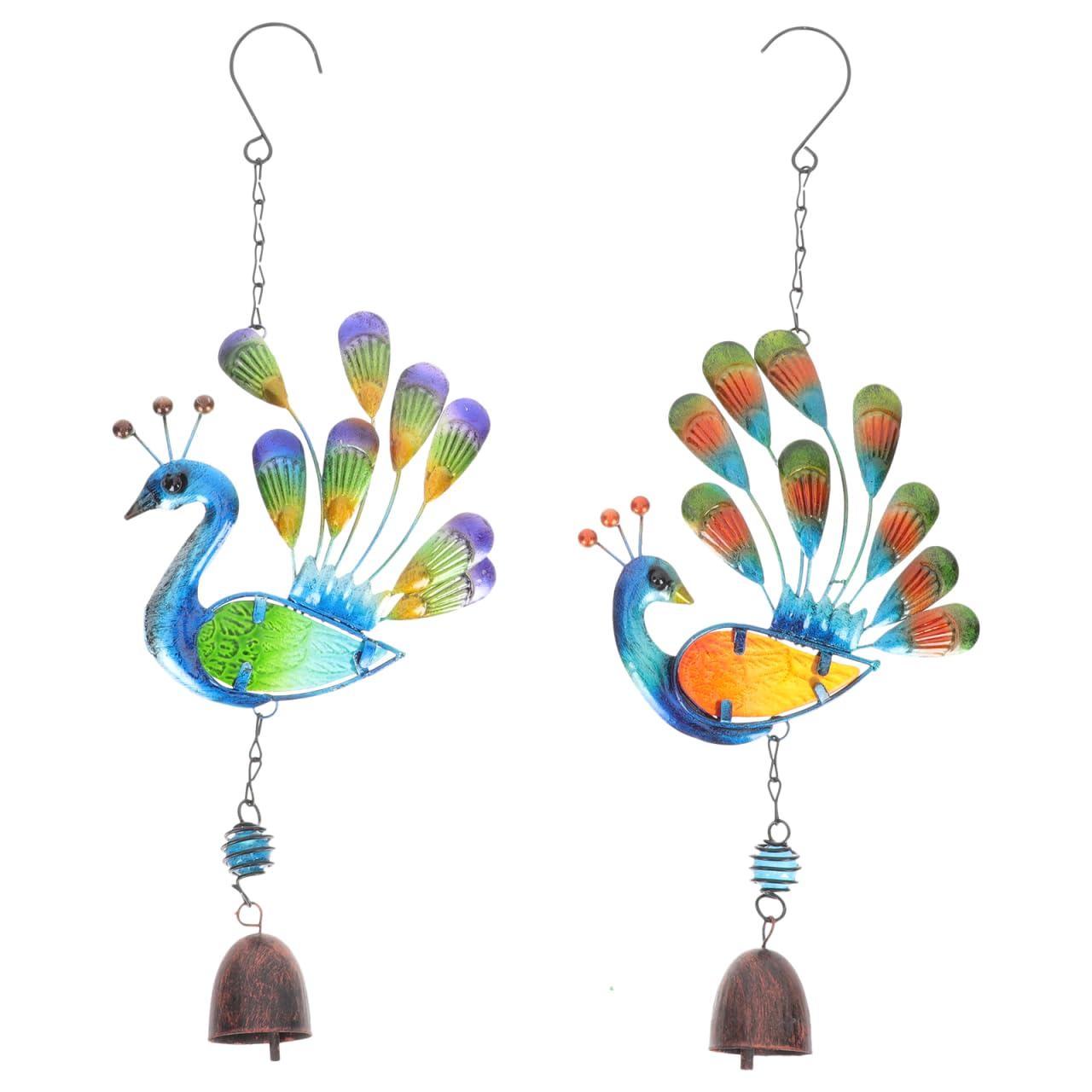 TOYANDONA Peacock Wind Chime 2 pcs Bird Garden Ornaments Hanging Bells Decoration for Home Patio Balcony Window Sill Wall and Tree Decor
