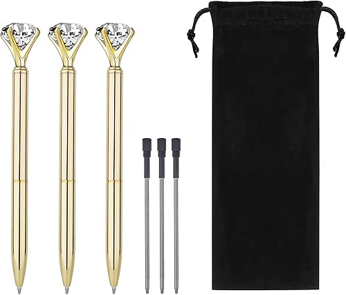 Bolígrafos de metal con diamantes grandes en la parte superior, divertidos y elegantes bolígrafos de diamantes de cristal con diamantes brillantes,