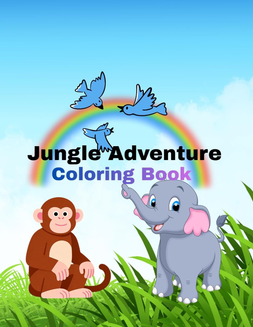 Jungle adventure coloring book: Jungle animals coloring book for kids ages 4-8