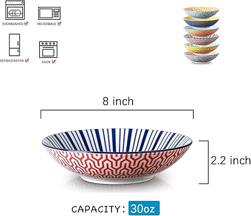 Miniatura 2 de Selamica Tazones de porcelana grandes para pasta de 40 onzas, cuencos de plato de 9 pulgadas, cuencos de ensalada, cuencos apilables para servir
