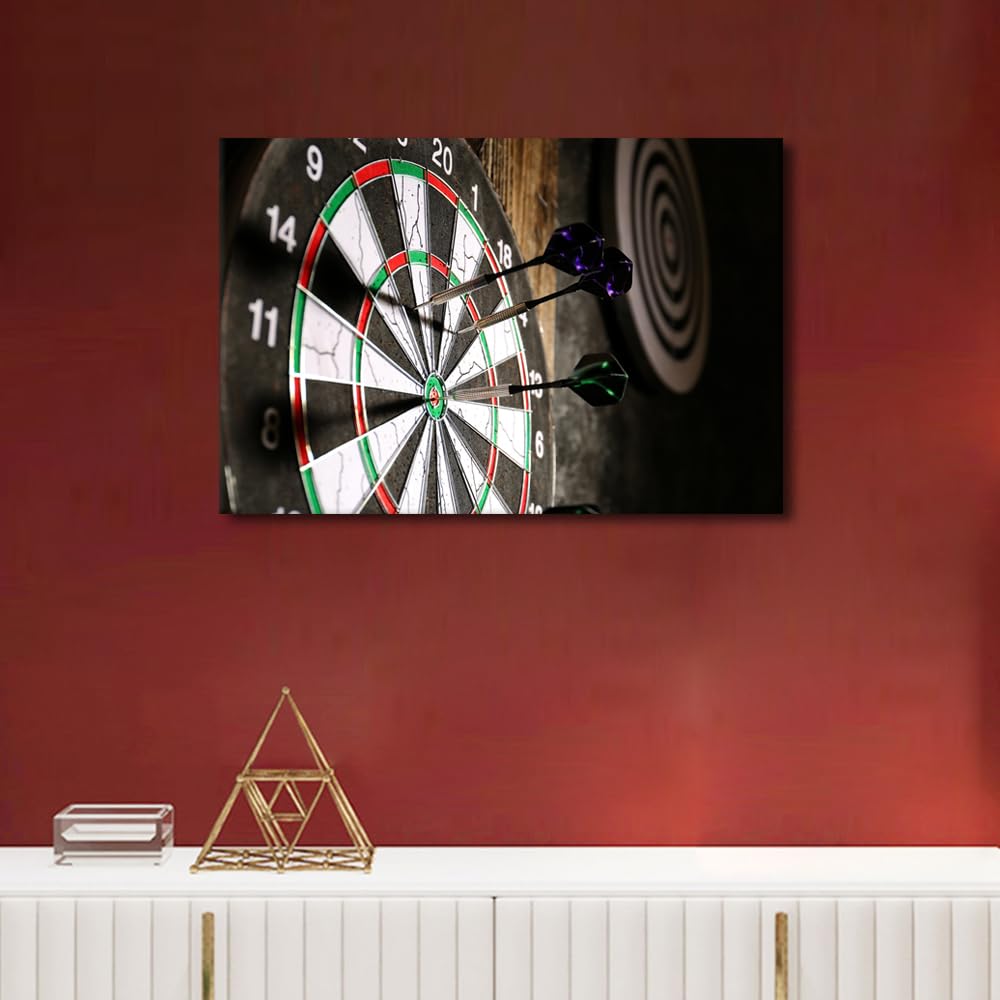 Wall Art Dart Hits the Bullseye Pictures for Living Room Inspirational Wall Art Prints on Canvas Leisure Sport Painting Modern Artwork 1 Panel Wall Decor for Bedroom Office Ready to Hang 24x16 in - Image 3