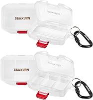 GEINXURN 4-Pack Portable Fishing Tackle Boxes with Carabiner Clip - Transparent Organizer for Hooks, Lures, Baits & Small Parts