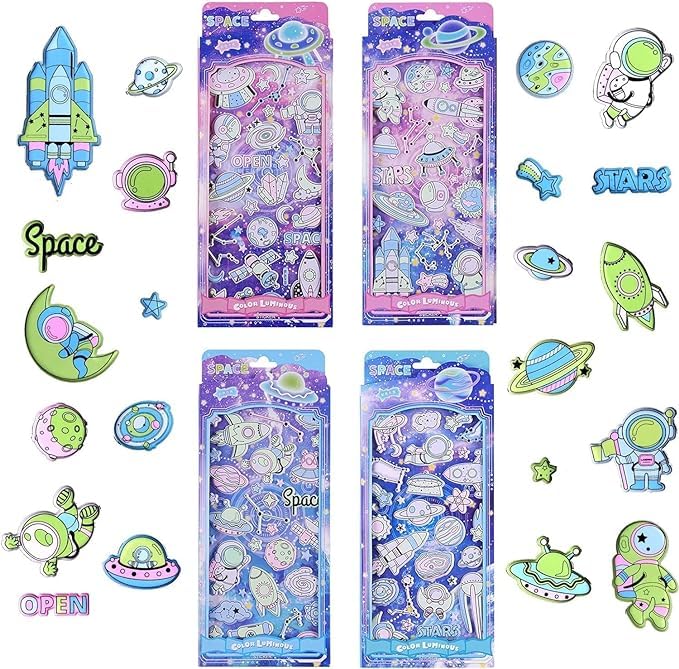 THE VOILA COMPANY Stickers for Kids | Foam 3D Sticker for Kid | Beautiful & Cute Puffy Sticker's | Self Adhesive Kawai | Aesthetic Sticker for Children's | Stationery Supplies Kawai | Pack of 4 1