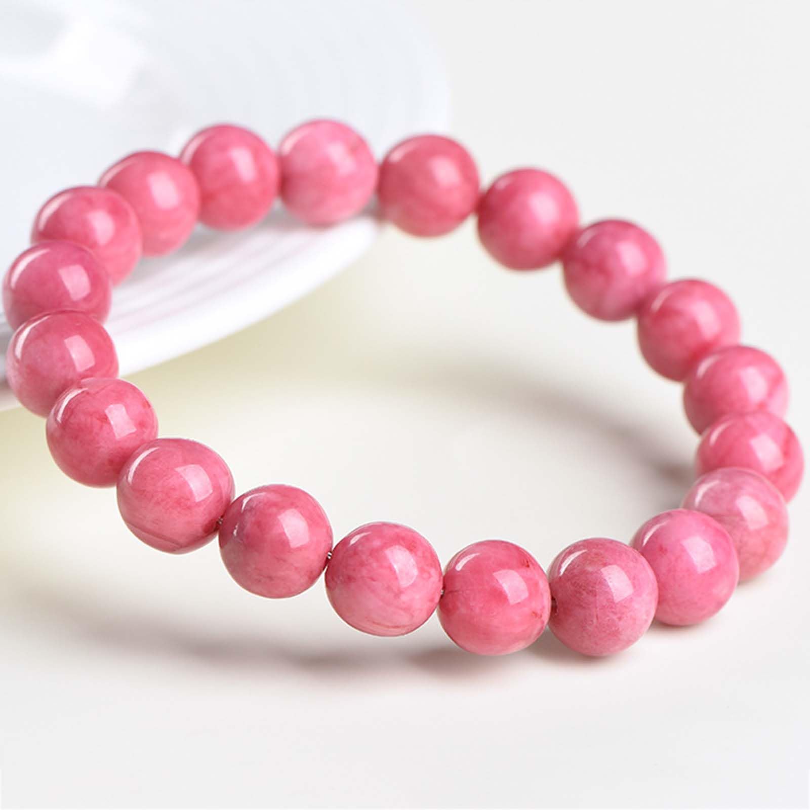Pulseras con Cuentas de Cristal de rodonita para Mujeres y Hombres