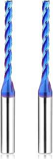 CNC Router Bits 1/8'' Cutting Dia 1/4 inch Shank Upcut Spiral Router Bit, 2PCS 3-Flutes 1/8 Extra Long CNC Bits Carbide End Mills with Coating for Wood PVC Engraving