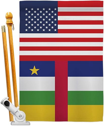 Vista 22 de Nationality Central African Rep. US Friendship Garden House Flags Set Regional Nation International World Country Particular Area Small Decorative