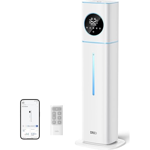 Dreo 11L Smart Humidifier Large Room 700 ft², 100H Cool Mist Air Humidifiers for Bedroom, Top-Fill Self-Cleaning Tank, 26dB, Auto Mode, Aroma Box, RGB Light, Remote & APP Control, Baby, Plant, Blue