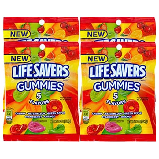 Lifesavers Gummies Original Gummy Snacks Snack Care Package for College, Military, Sports Net WT 3.6 Oz (4)