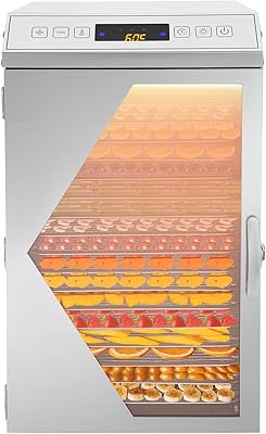 Food Drying Machine, 800W Electric Fruit Drying Machine, Fruit Dehydrator with 18 Stainless Steel Trays, 194&ordm;F Temperature Control, 12H Timer, for Jerky, Dog Treats, Herbs, Meat, Fruit, and Yogurt